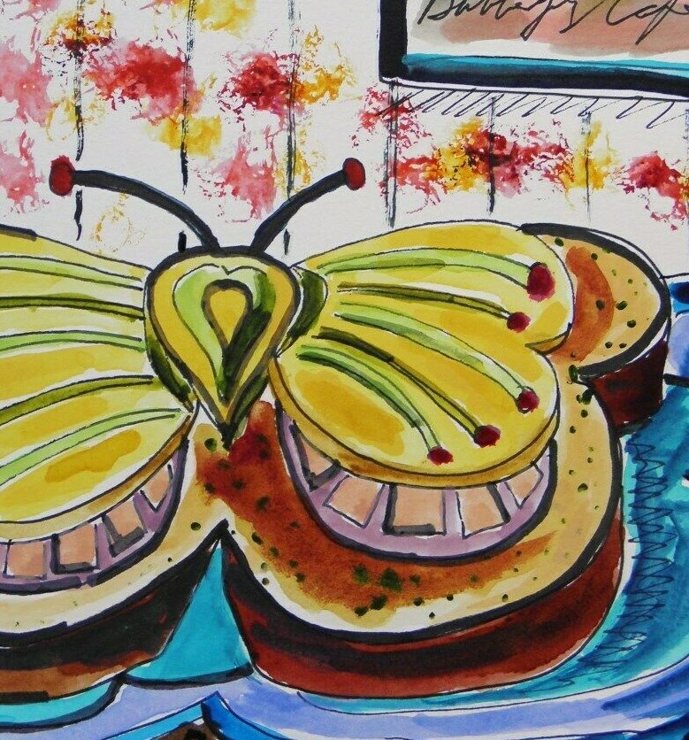 Original Bakery Sketch Cake Food Watercolor Impressionism