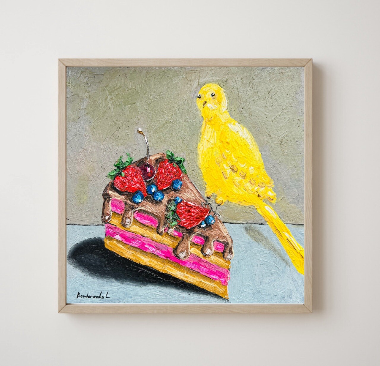 Cake Painting Canary Art Birds Painting Dessert Art Food painting Kitchen