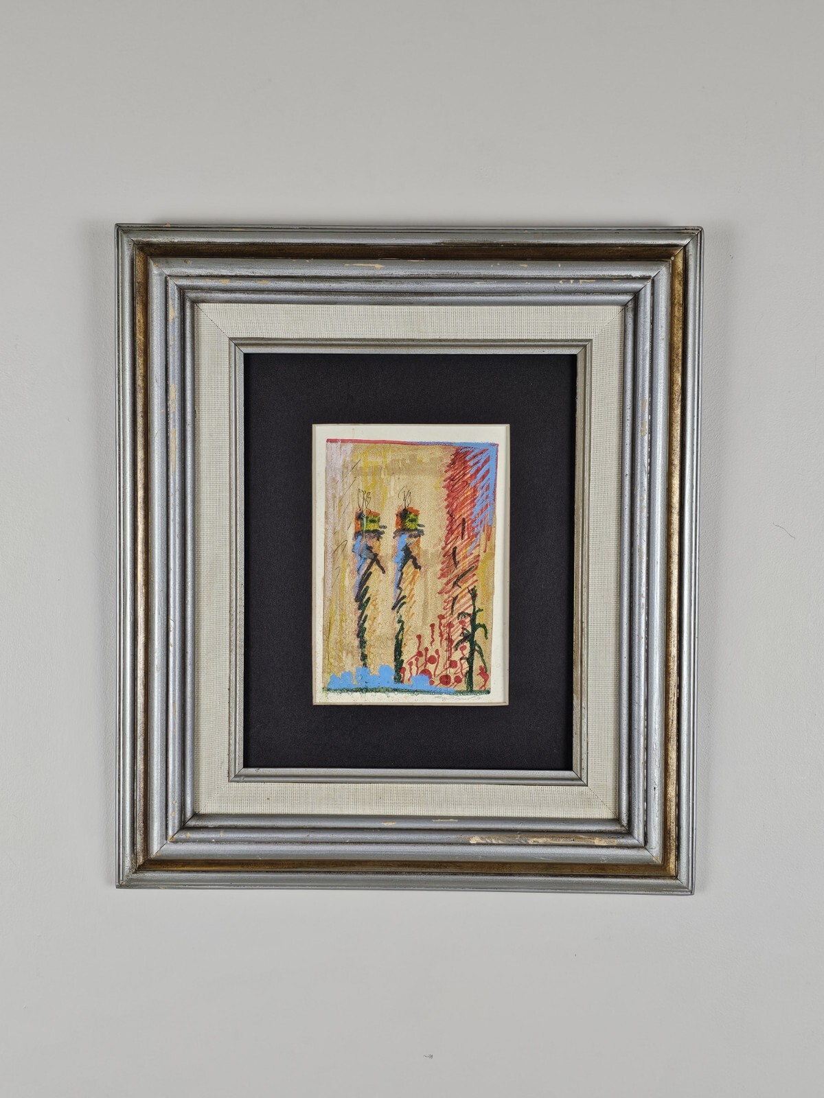Odd Antique Original Illegibly Signed Abstract Painting 15.5×13.5 Framed VTG Art