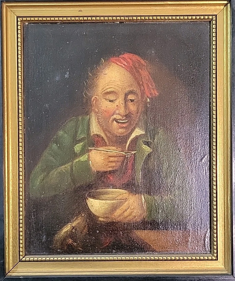 18thc Oil On Panel Painting Follower Of Jan Steens Dutch Genre Painting Framed