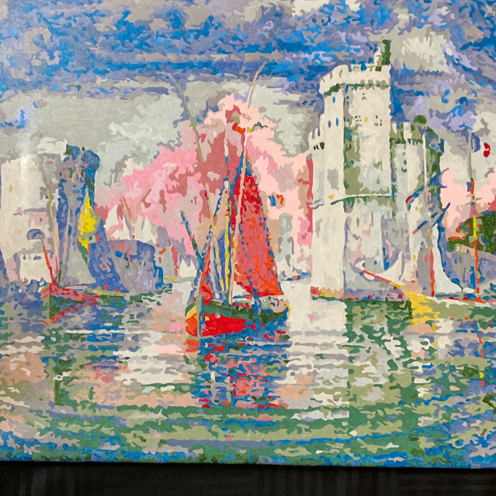 Colorful seascape hand painted PAINTING paint by numbers castles and sailboats