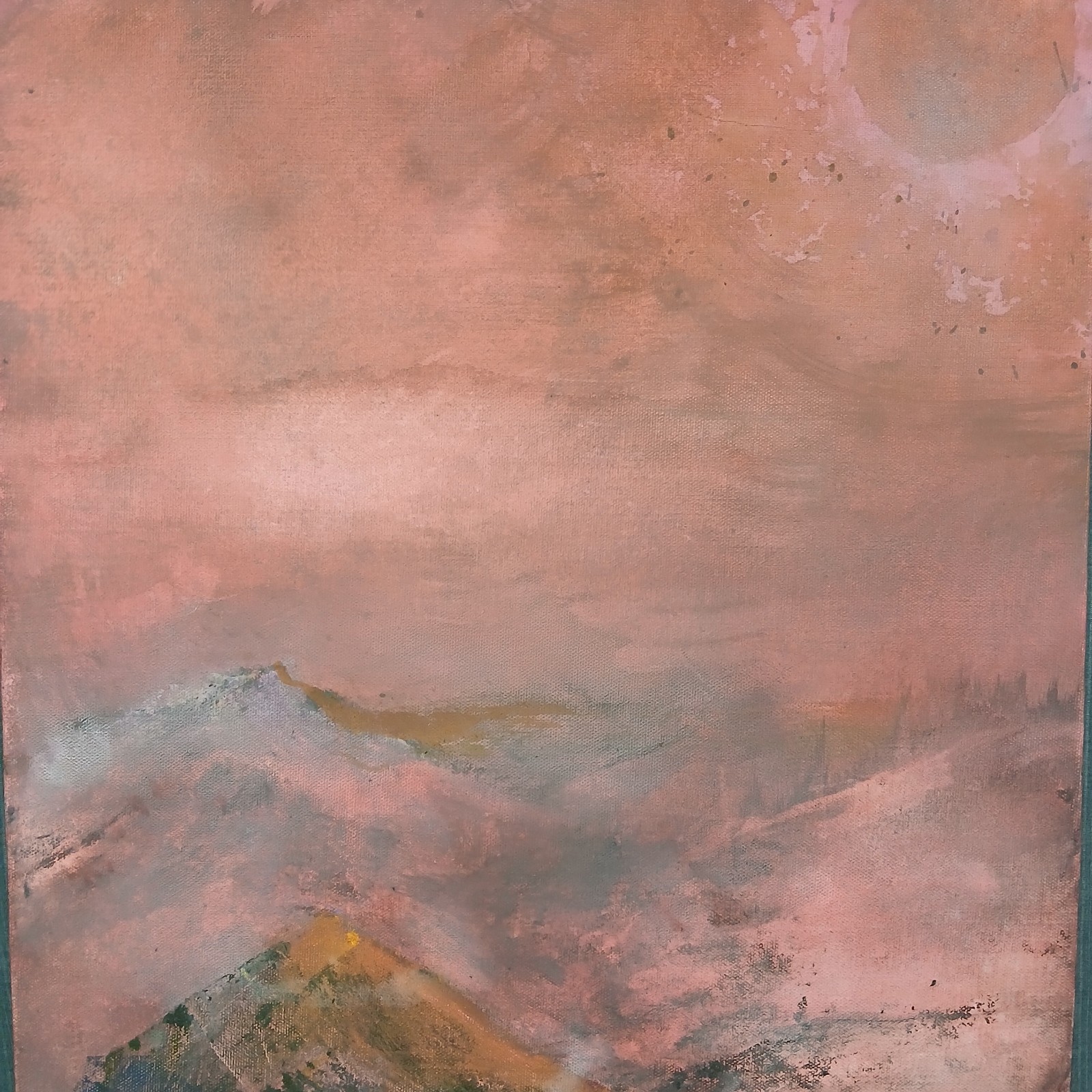 Original Painting on Canvas Haunting Mountain Wildfire Landscape Moody Aesthetic