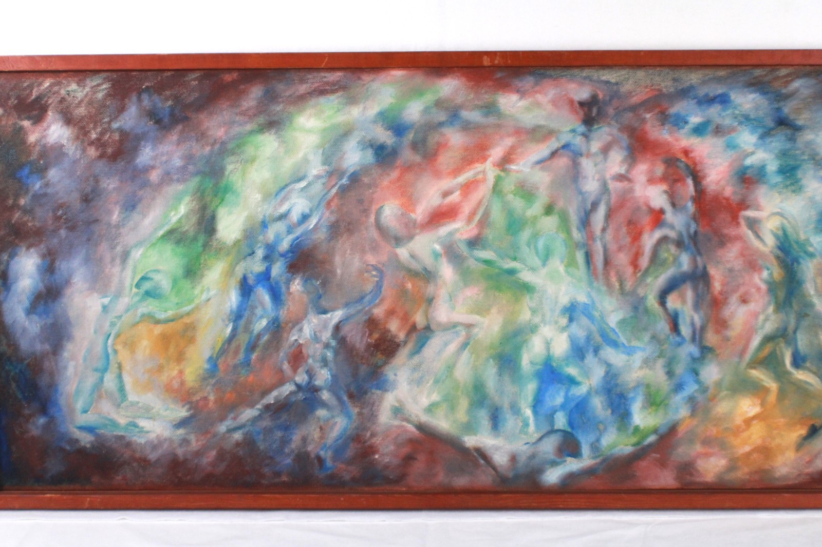 Abstract Figures Mid Century Oil Painting On Board Signed M Schwalb-Mansour 1963