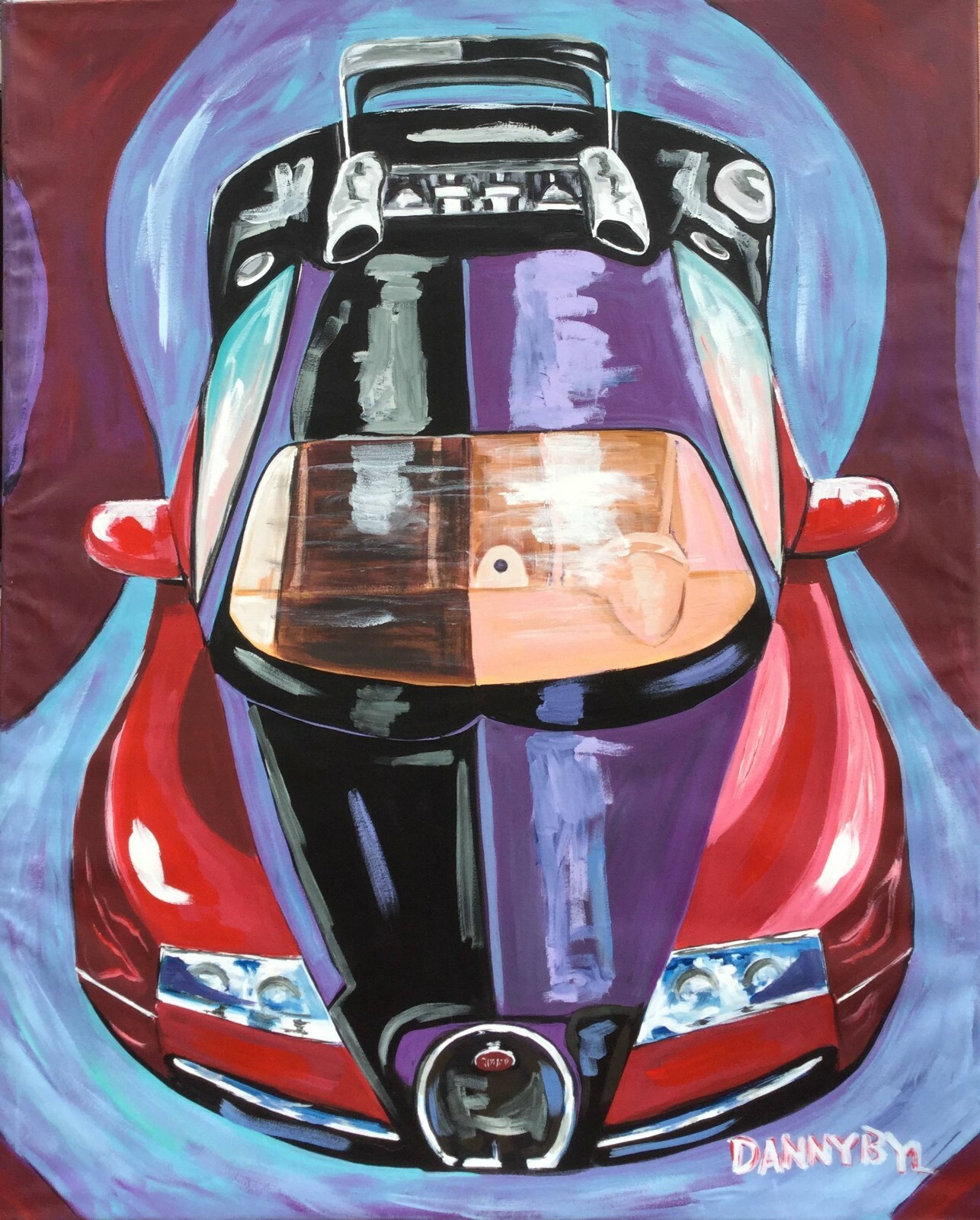 Bugatti Super CAR Original Art PAINTING DAN BYL Modern Contemporary Huge 5ft