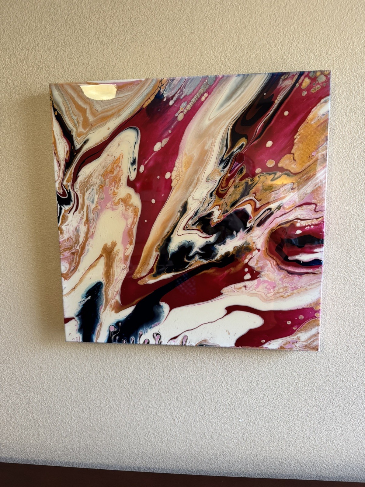 Original Abstract Acrylic Pour Painting On Canvas 20×20 Signed/Dated 2017