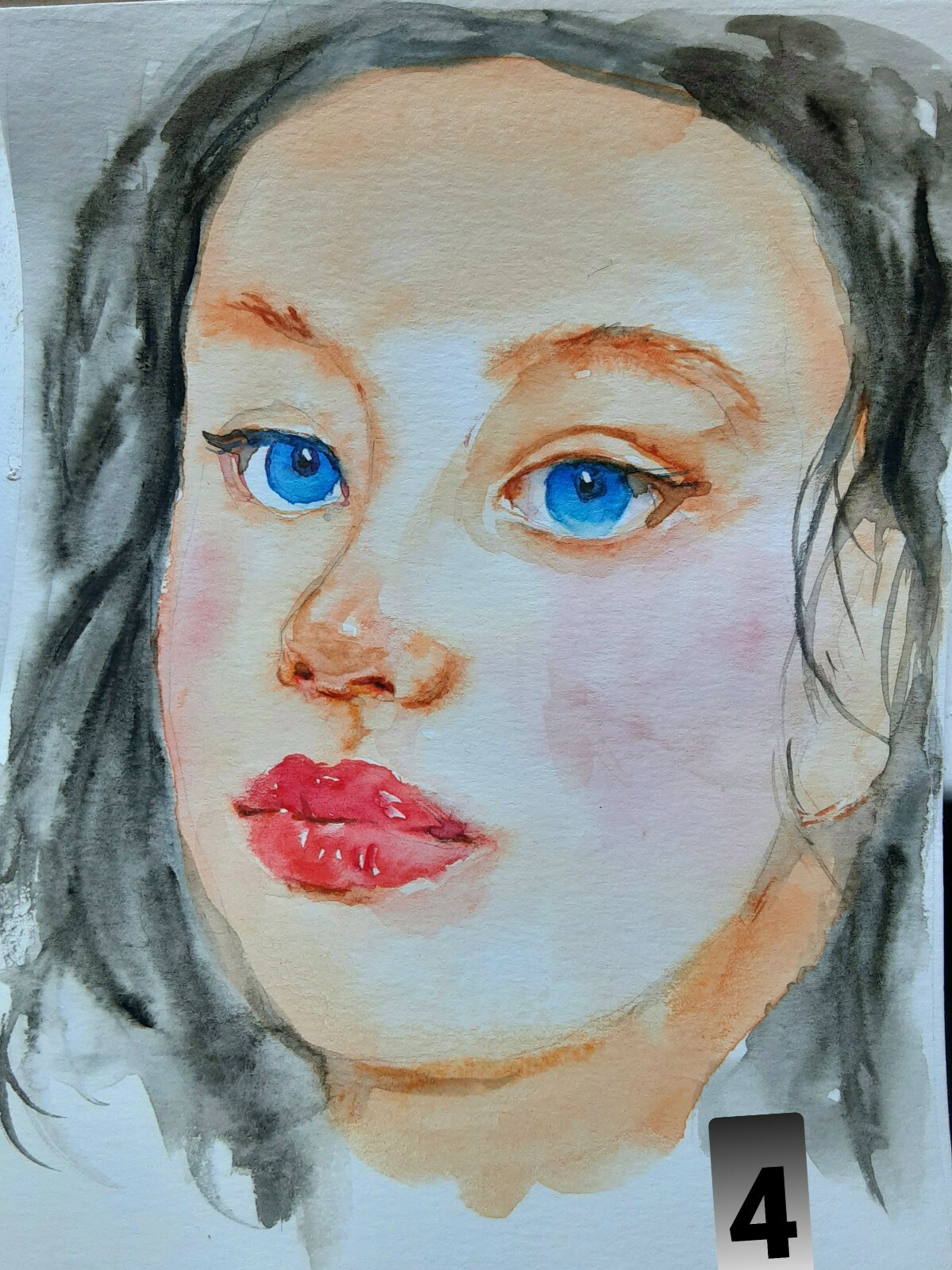 Women portrait female face art,original watercolor painting,wall interior decor