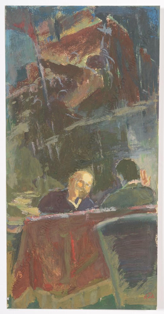 Anatoli Dovzhenko (1932-1991) «Lenin & Herbert Walles in Kremlin» 2 temperas (1)