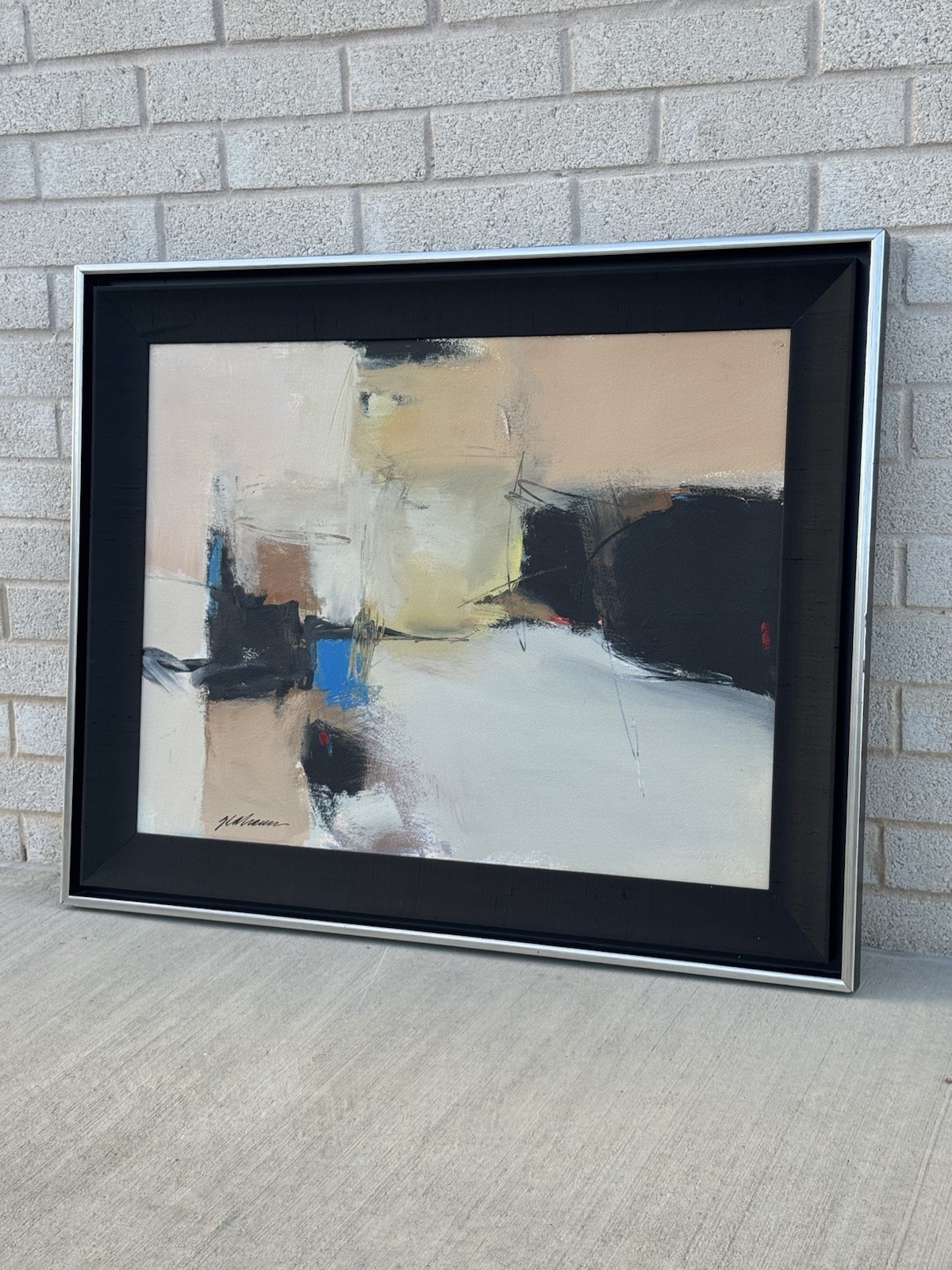 Vintage Post Modern Signed Original Framed Abstract Painting