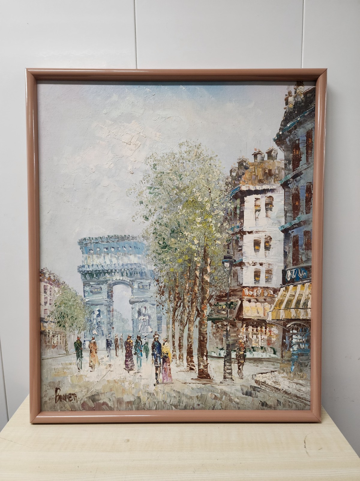 Vintage CAROLINE BURNETT «PARIS» Signed 21″ X 25″ Oil Painting Framed