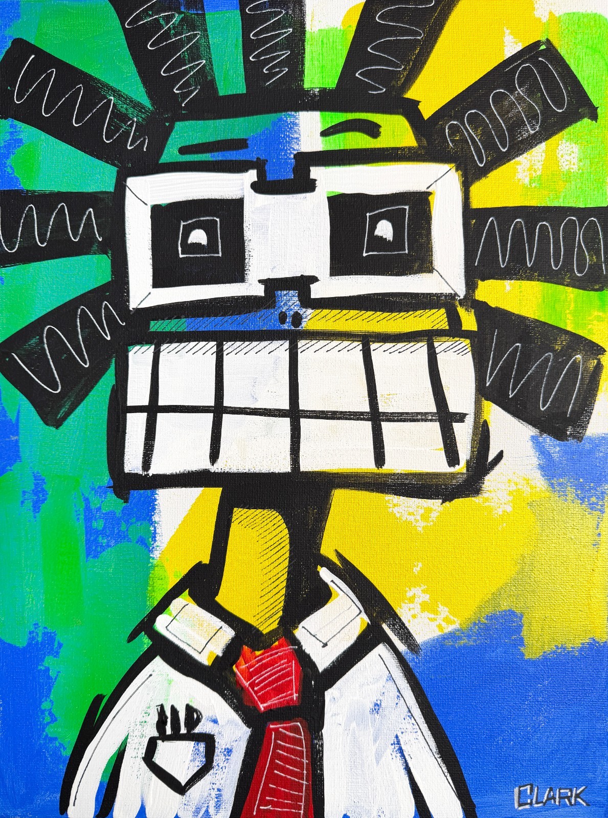 Vibrant Neo-Expressionism Portrait – Acrylic Painting 16×12″ Stretched Canvas