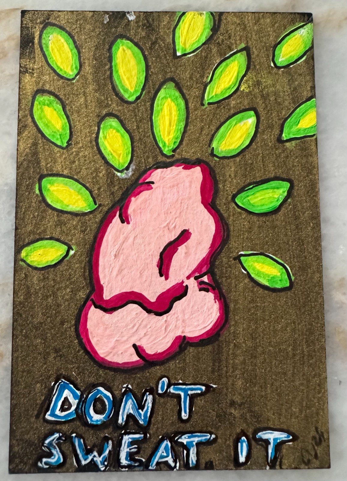 ACEO original abstract painting watercolor and ink on paper handmade OOAK