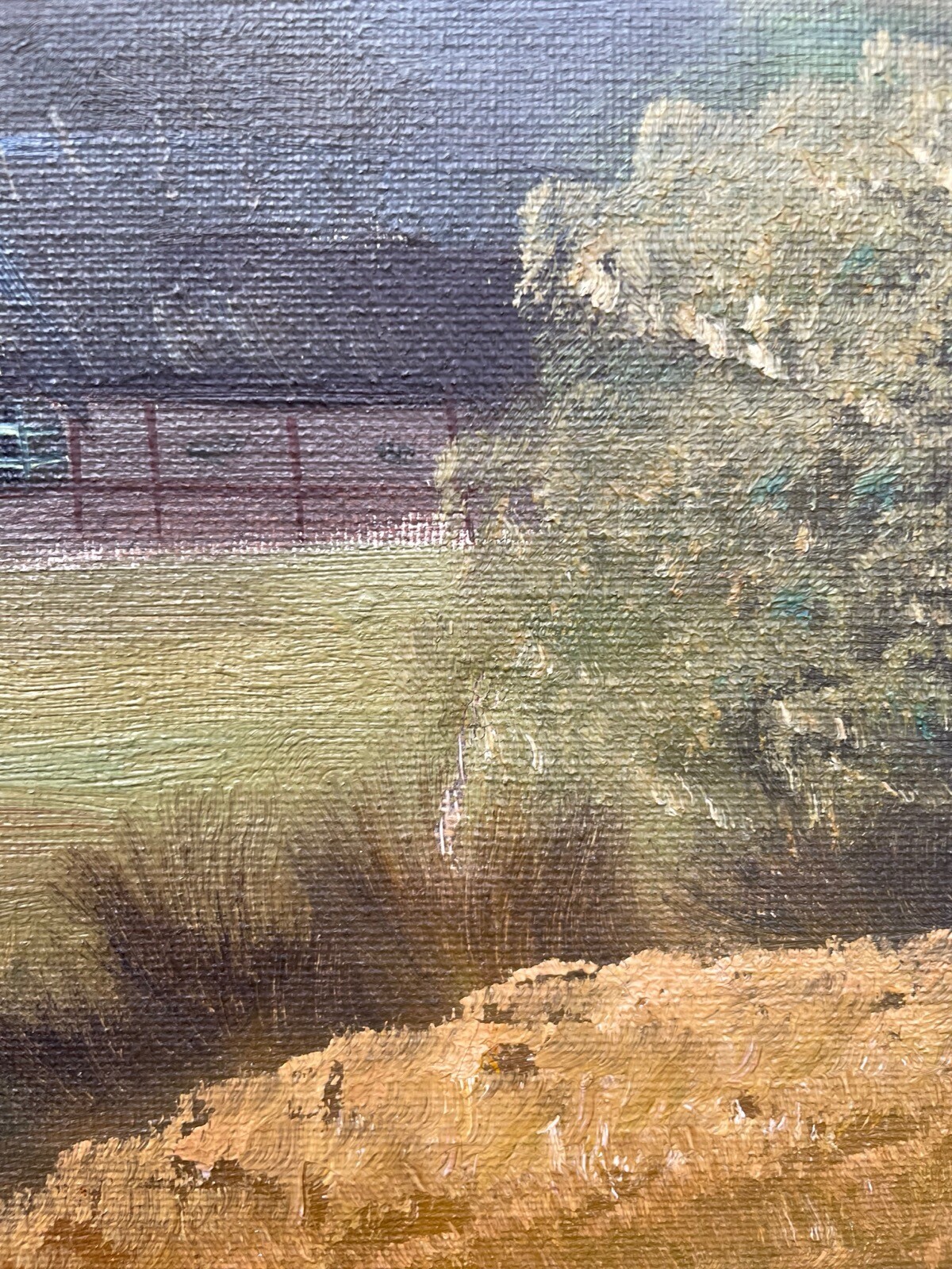 Impressionist Landscape With Thatched Cottage By The River Oil Painting