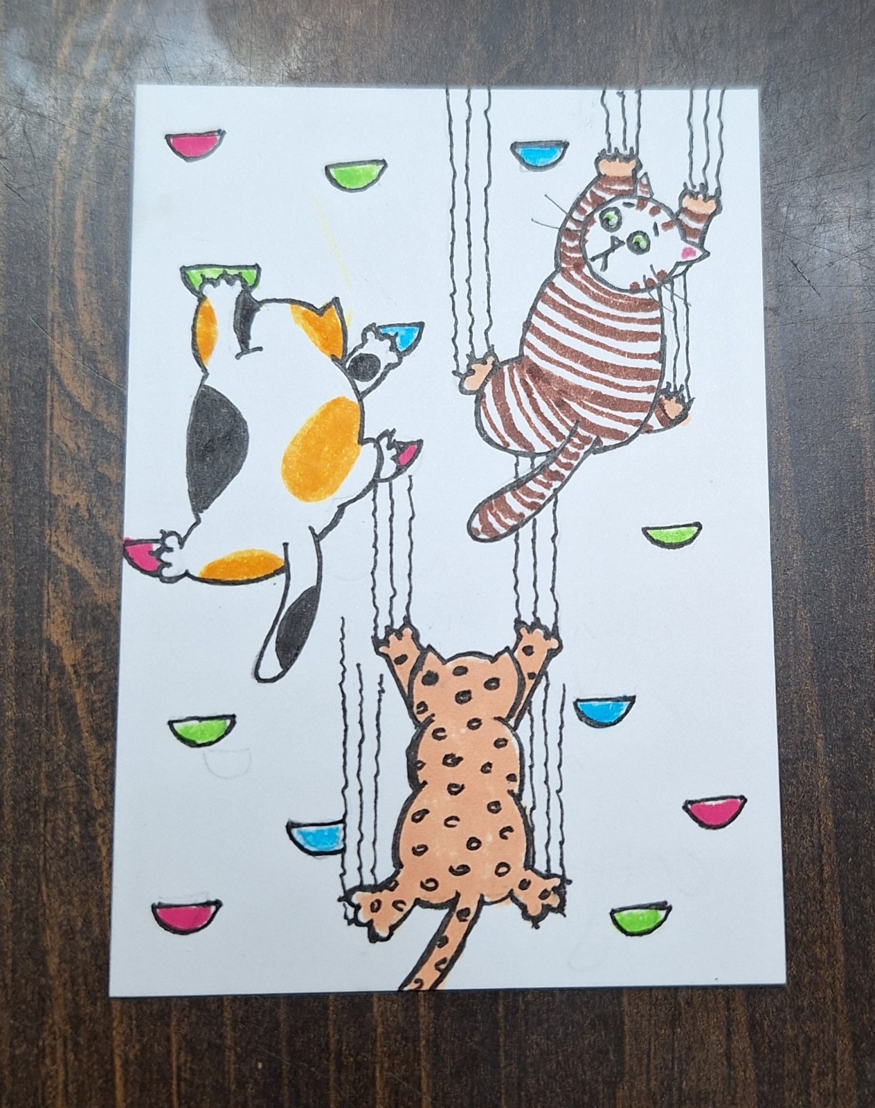 ACEO Original Kitty Cat Watercolor Cartoon Painting by Sandrajean Smith