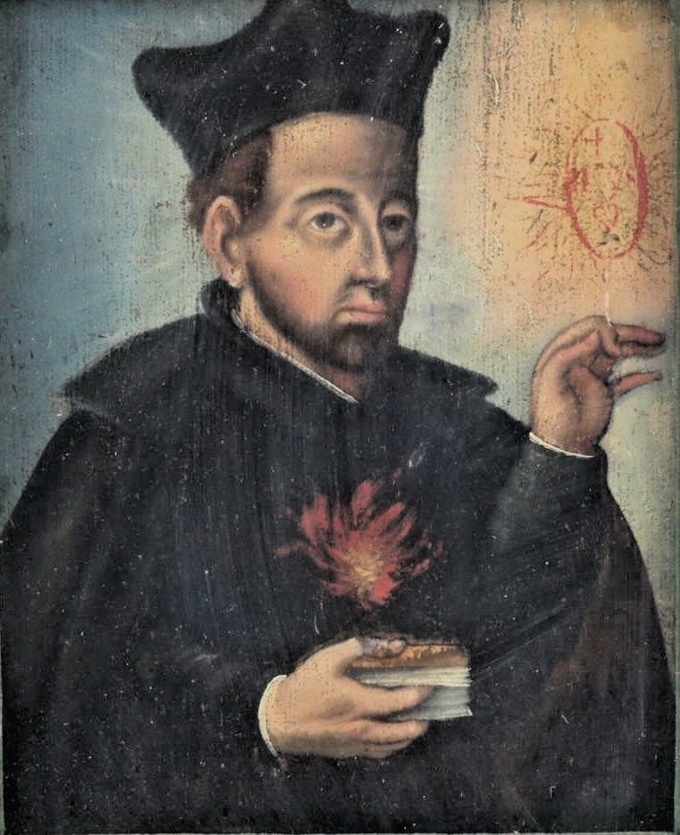 16th or 17th Century Oil Painting on board, Portrait of Saint, unsigned.