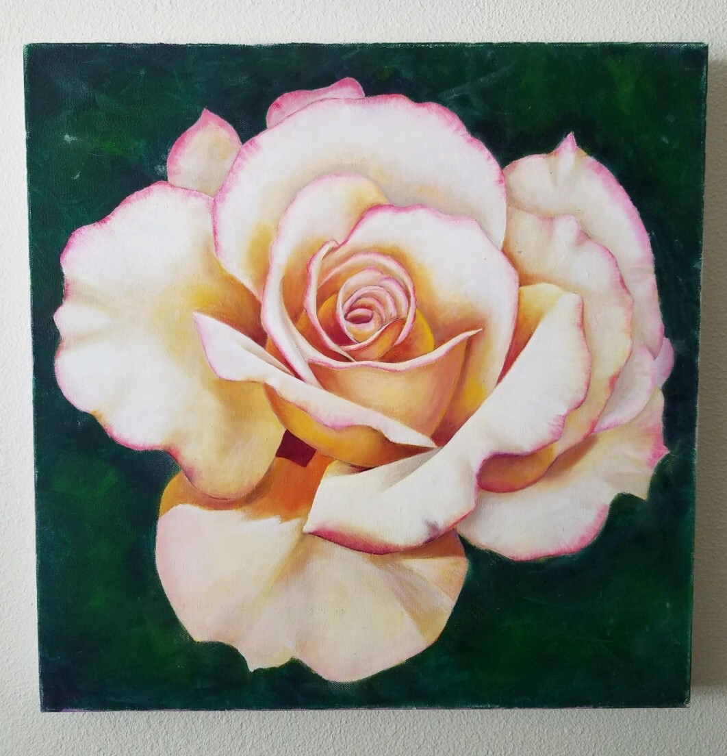 Original Painting of Rose on Canvas Wall Art Dimensions: 20″ x 20″