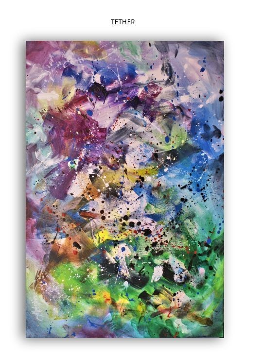 multi color art M. Lang modern contemporary original painting stretched canvas