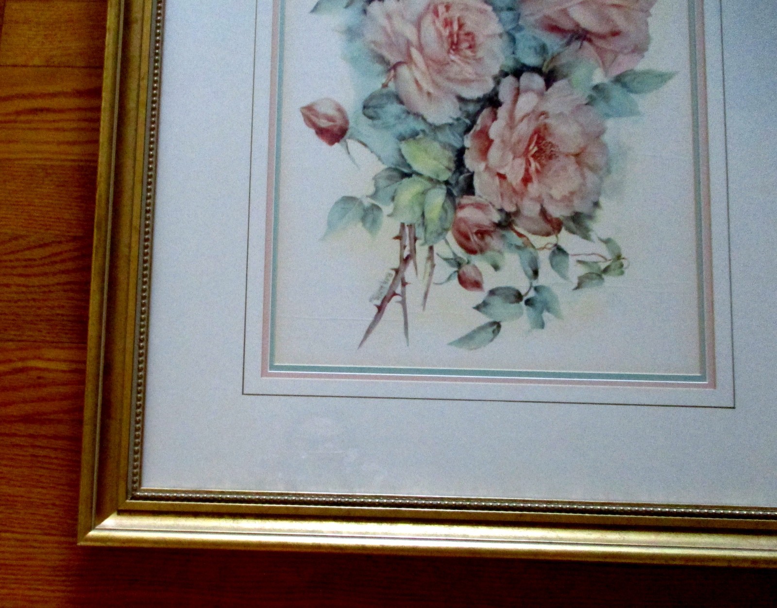 Framed Pink Rose Floral Art Print Classic Watercolor Style Botanical Decor