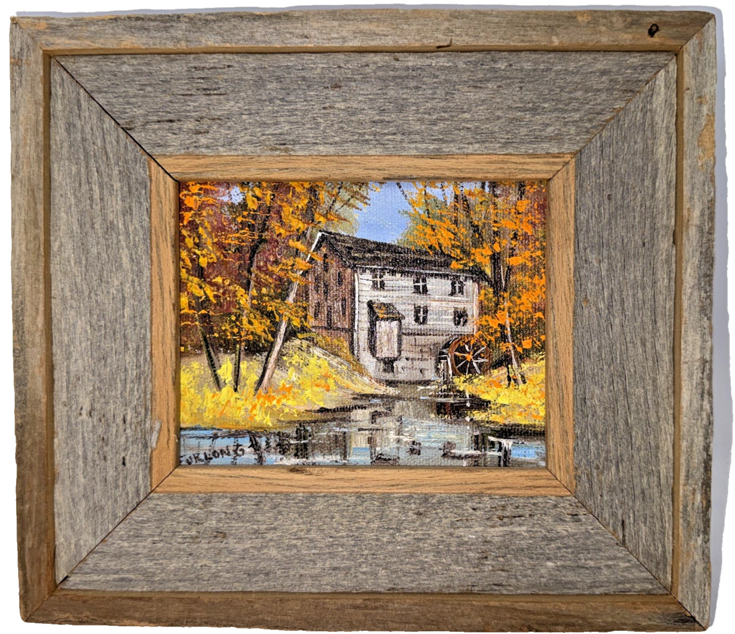 Vintage 1992 Hielene Furlong Original Oil Painting Beck’s Mill Salem IN 4″ x 5″