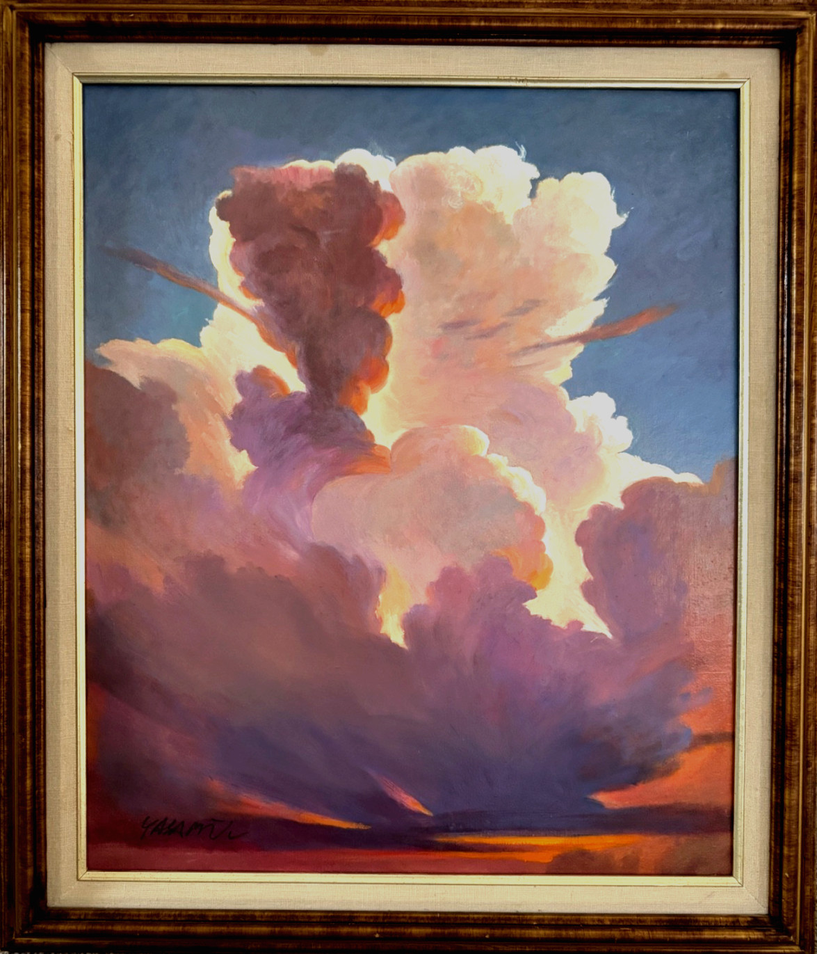 Original fine art Sunset Oil painting on canvas Masoud Yasami framed 25″ x 28″