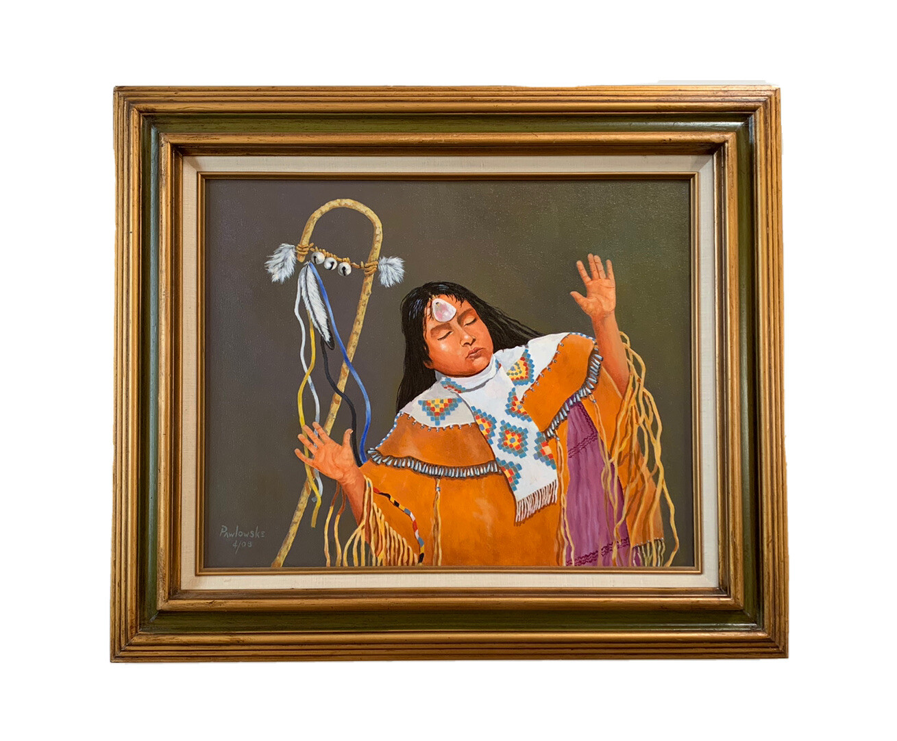 OIL PAINTING APACHE MAIDEN NATIVE AMERICAN GIRL WOMAN PORTRAIT￼ By Pawlowske
