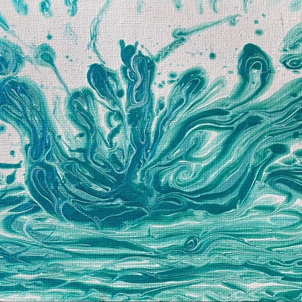 Water drop Original pouring fluid painting hand made