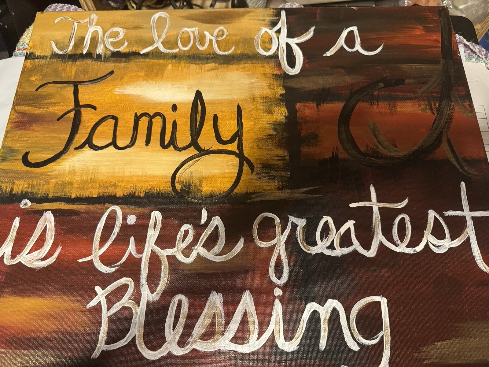 hand painted art, 16 x 20, The love of a Family is life’s greatest blessing