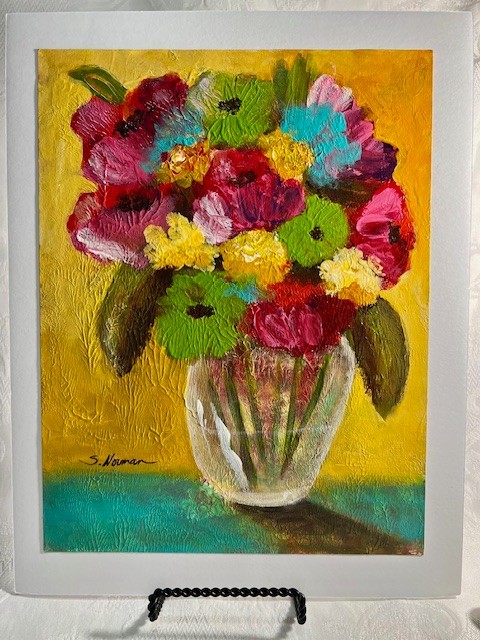 Acrylic painting Original » Zinnia» by Suzanne Norman