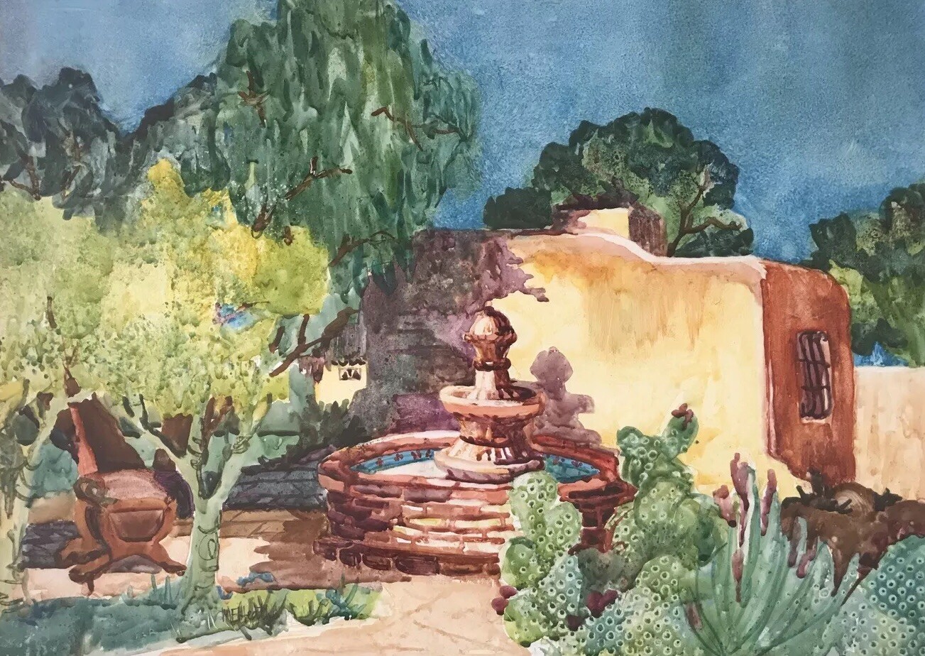 Martha Heath Original Watercolor Painting Southwest Adobe Tucson Arizona