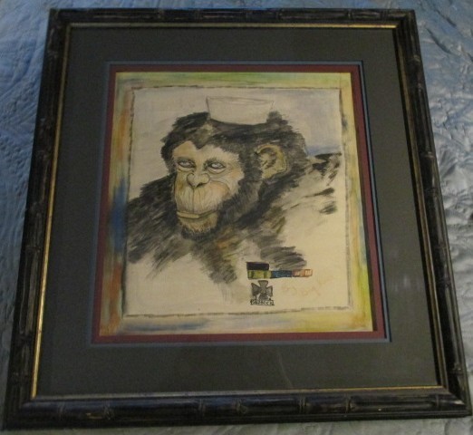 Red Skelton Watercolor & Ink Drawing on Paper Signed «By Big Red» COA