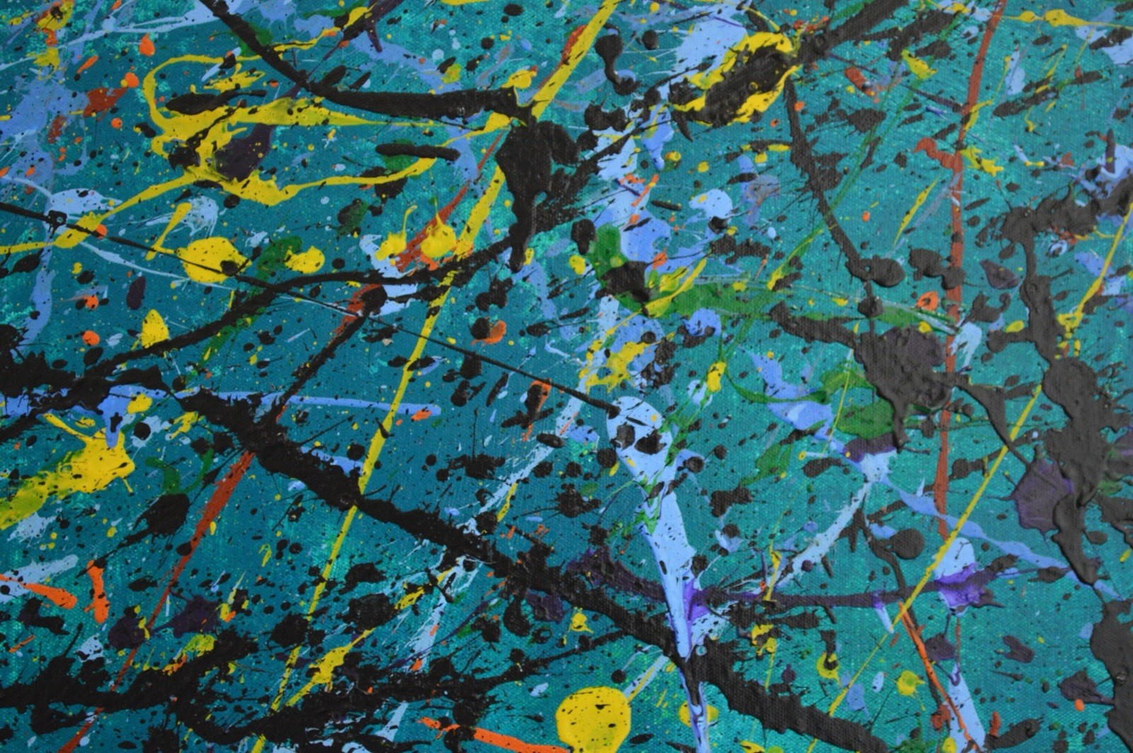 Jackson Pollock Style Giant Canvas Painting 84”X62” (7 Foot) Abstract Modern XL