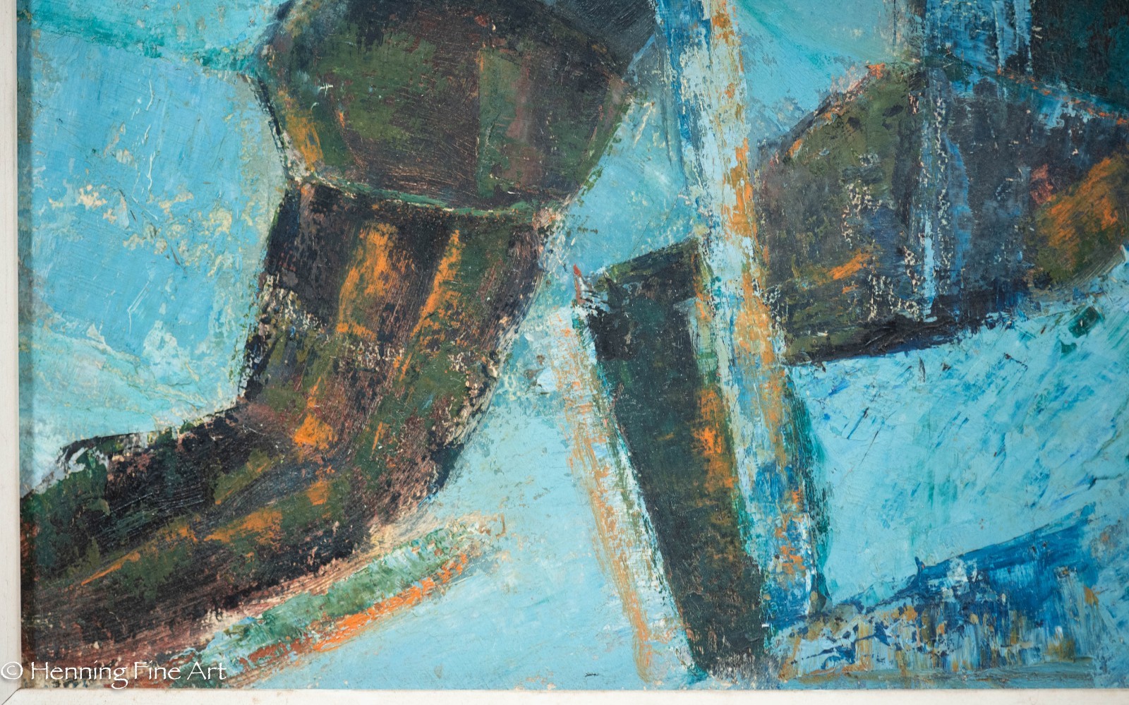 Stunning Mid Century Painting of Hockey Player in Blue by B Spaulding 1961, Fine