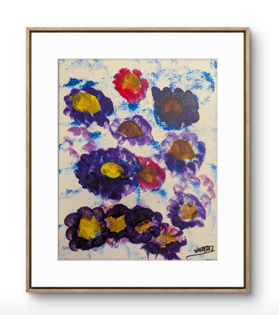 Original Flowers Painting 9×12 Abstract Expressionist Fine Art Paper Wachtel