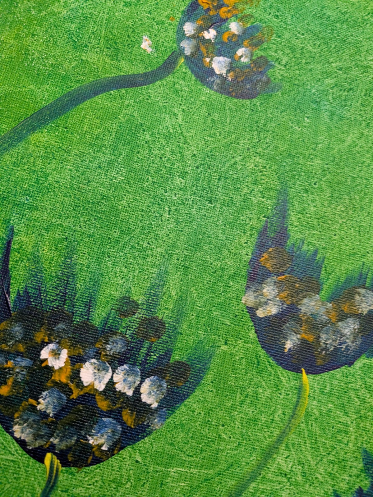 Flowers Painting 11×14 Green Abstract Expressionist Original Canvas Wachtel