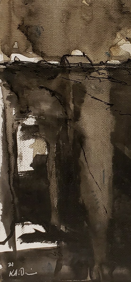 No.964 Original Abstract Modern Minimal Landscape Painting By K.A.Davis