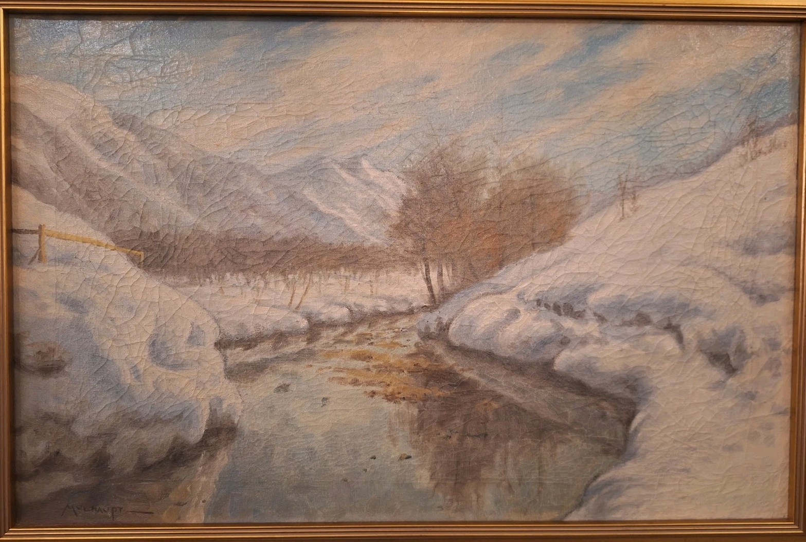 Frederick John Mulhaupt Oil Painting. Winter Snow Scene