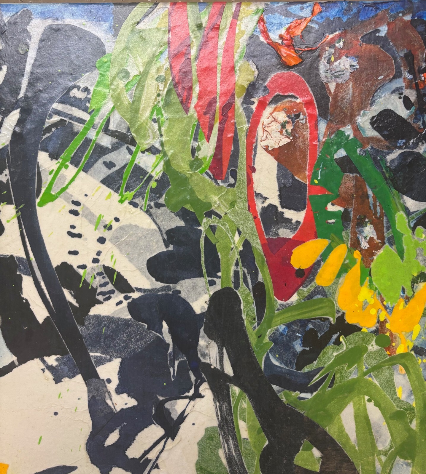 Vintage GINGER MONGIELLO ‘Animato III’ ABSTRACT Collage Painting TAOS New Mexico