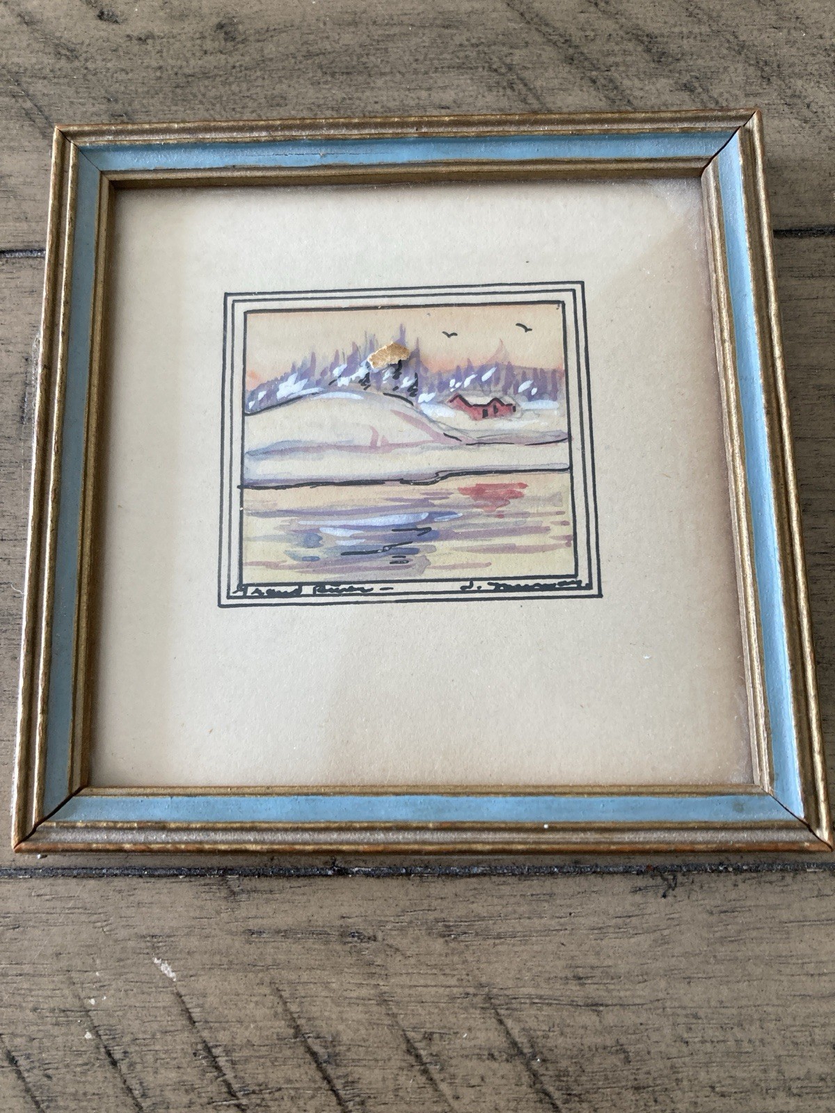 Miniature Painting Of The Grand River Canada Signed
