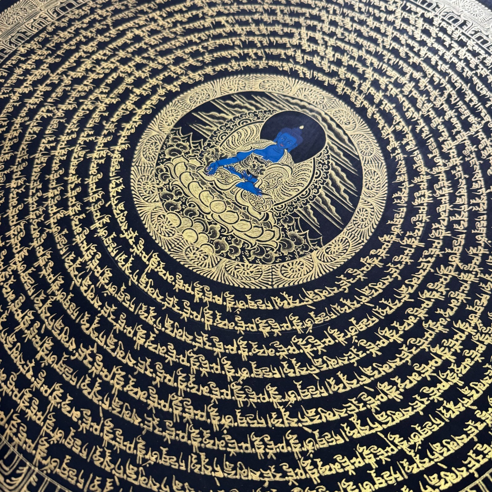 Silk Brocade Mounted Medicine Buddha, Healing Buddha Mandala Thangka