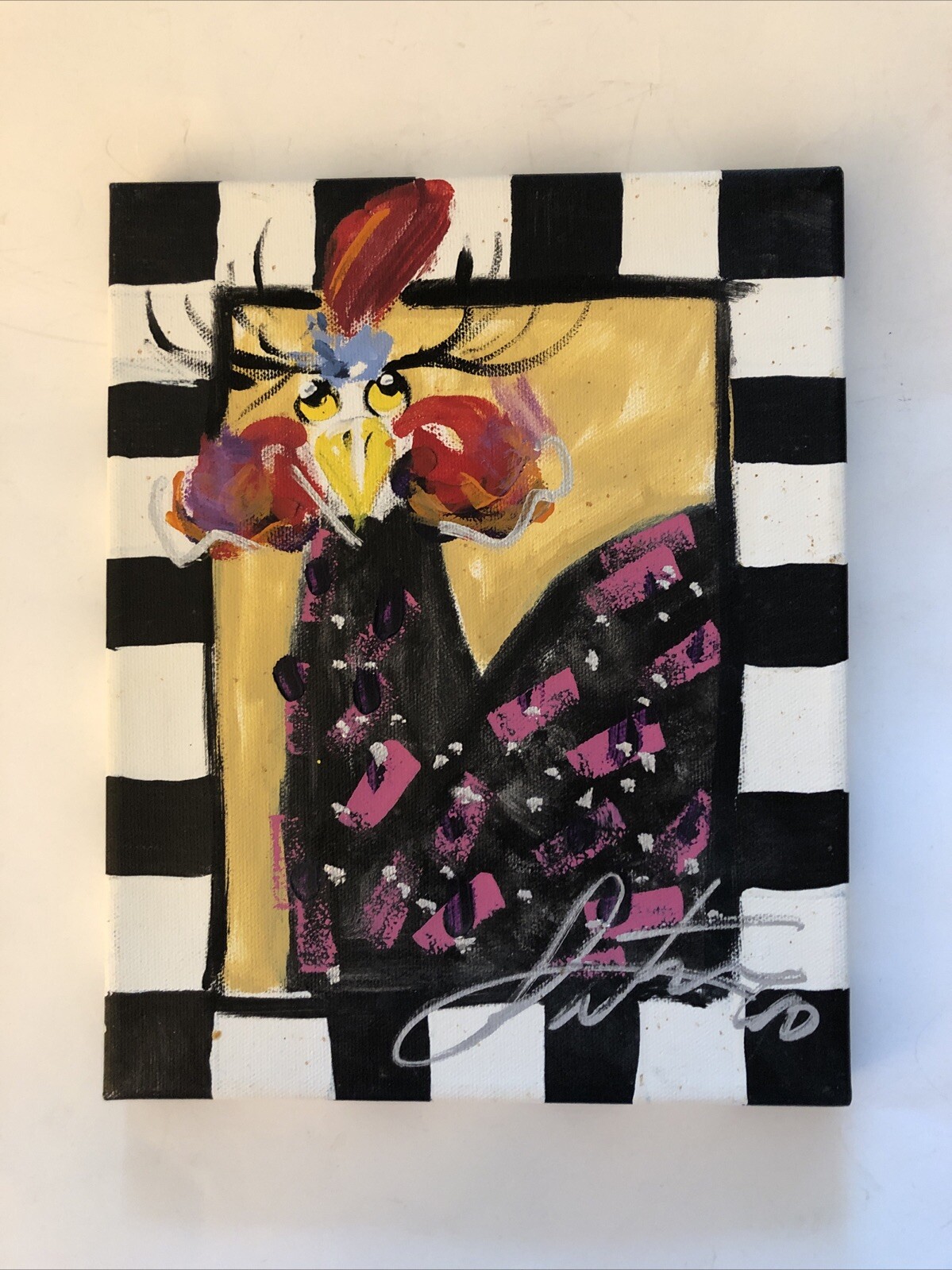Original Folk Art Painting By MADISON LATIMER Funky Chicken With Attitude 8×10