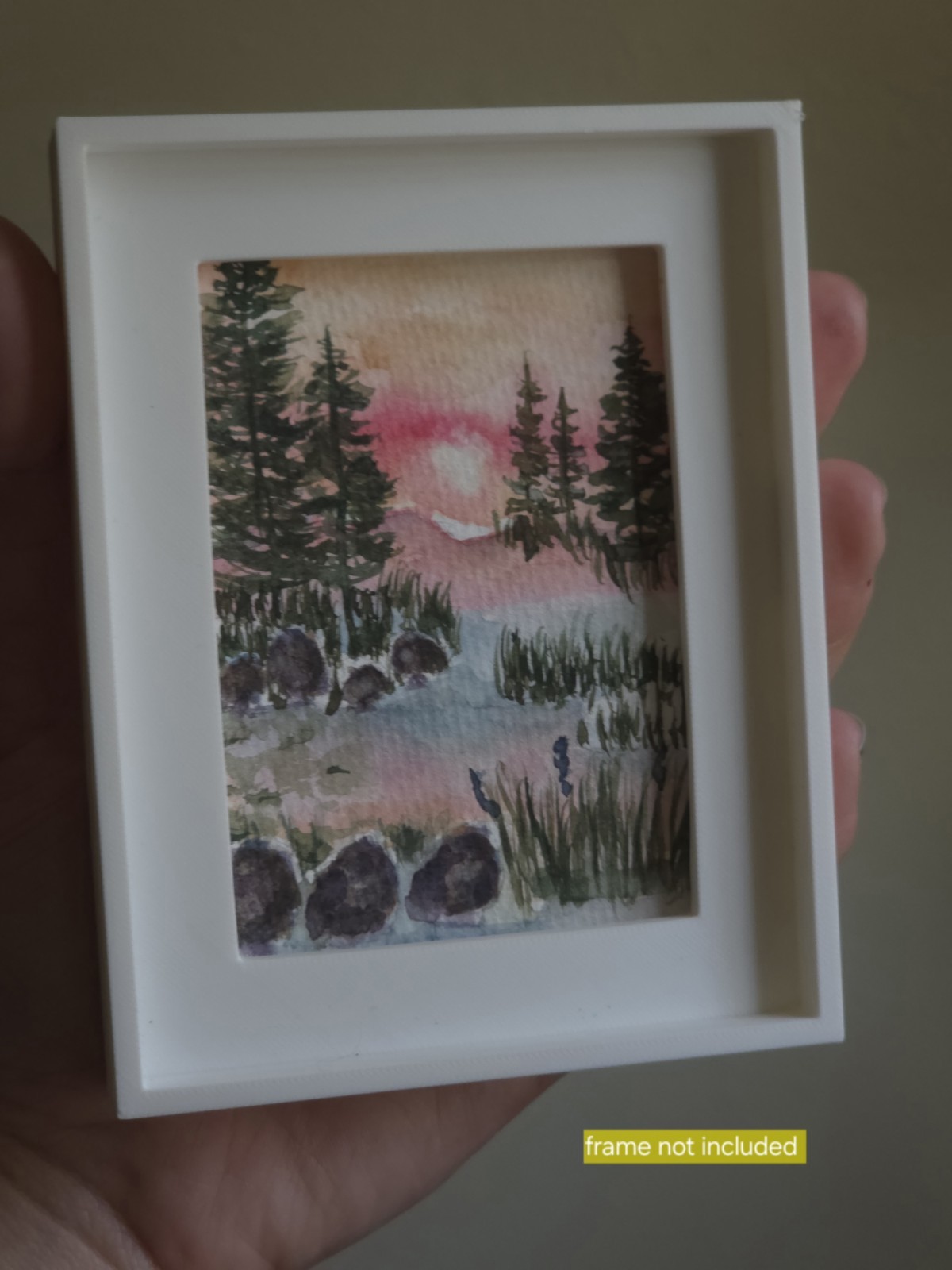 Aceo original Painting Landscape Sunset Sky Impressionism 2.5×3.5″ SRA OOAK