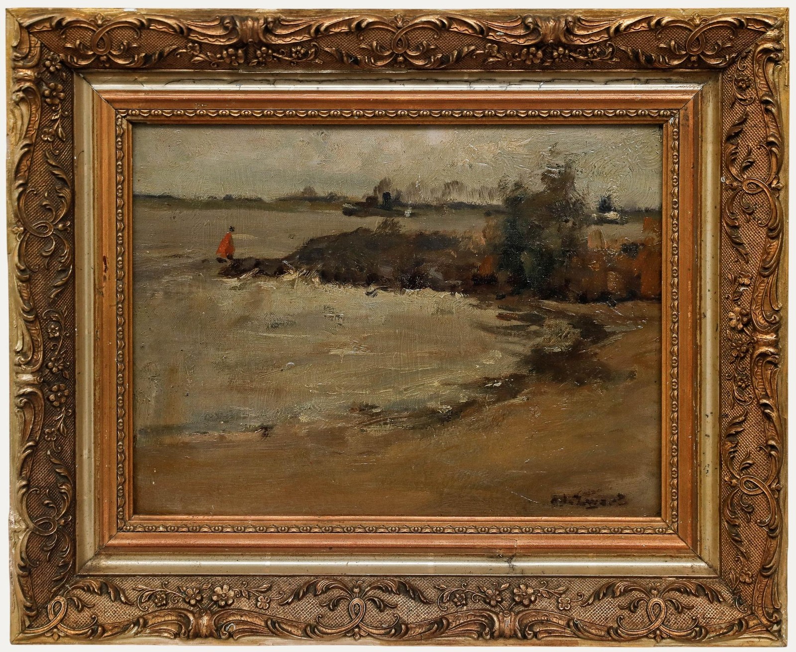 Arie Zwart (1903-1981) – Framed 1935 Oil, Along the Waal