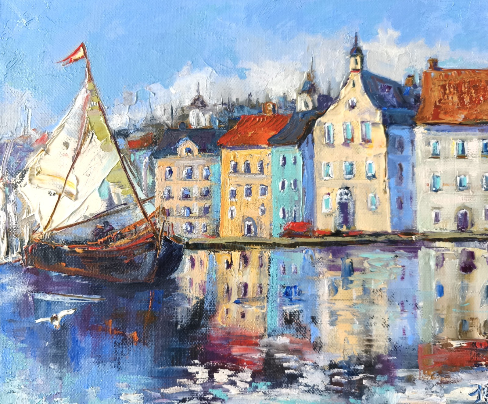 Seascape Original Painting Oil on Canvas 25x30cm Seaside Impasto Art Signed