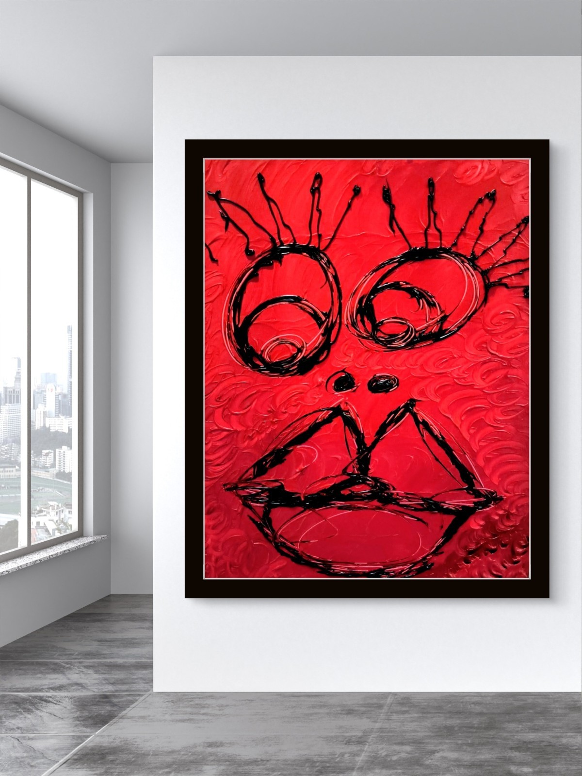 Trey Coppland, Ruby Abstract Portrait Acrylic Painting, 24×30 in, 2026 Signed