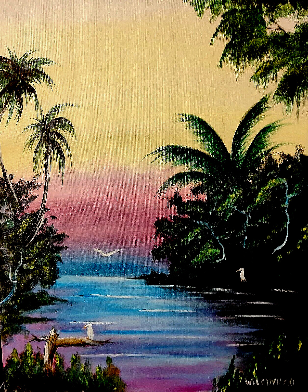 Florida Highwaymen Style – Original painting – «20×24» Florida Emerald Cove «
