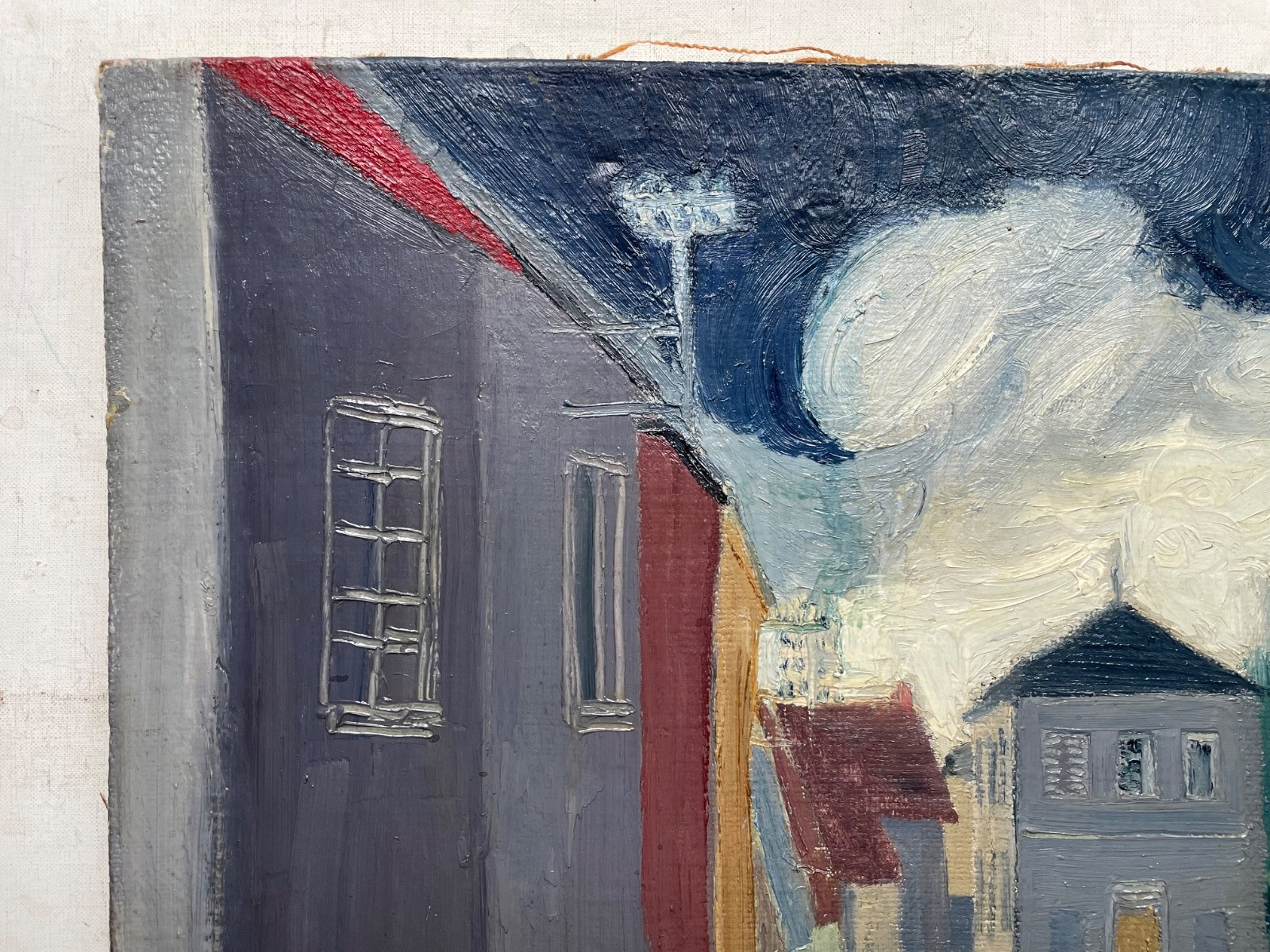Helene MAKAROVSKY (1918-2001) Signed – Cubism Modernism Oil – Street and Church