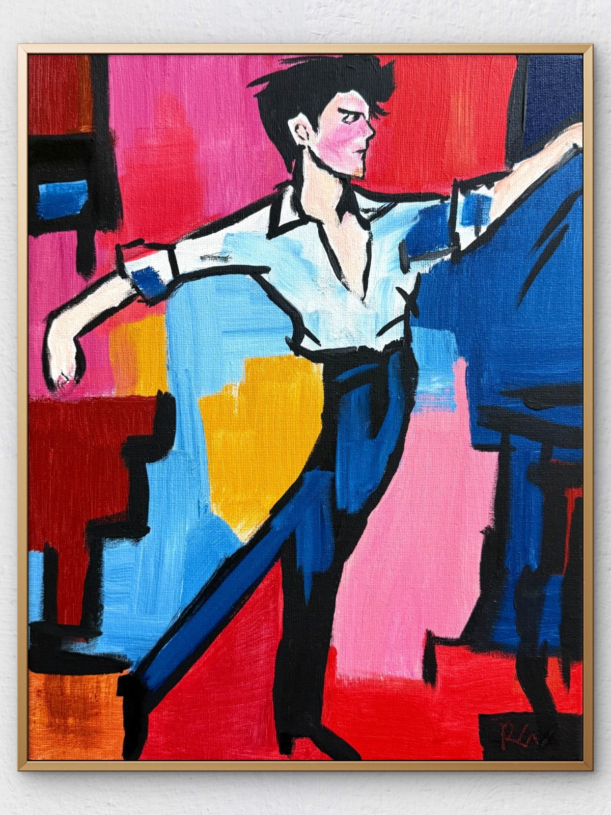 Original Expressionist Hand Painted 11×14 Acrylic Signed Canvas Art Opening Nigh