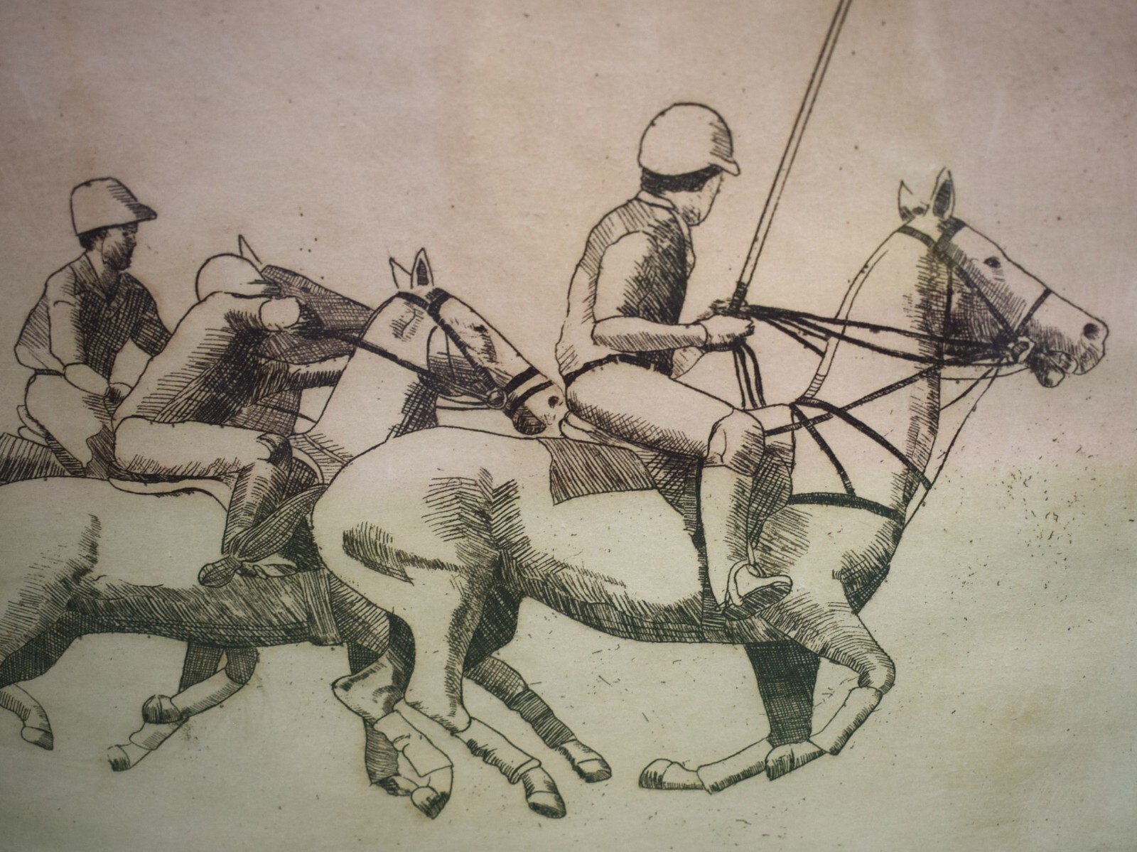 «Three on The Ball» c1930s Polo Drypoint #52/250