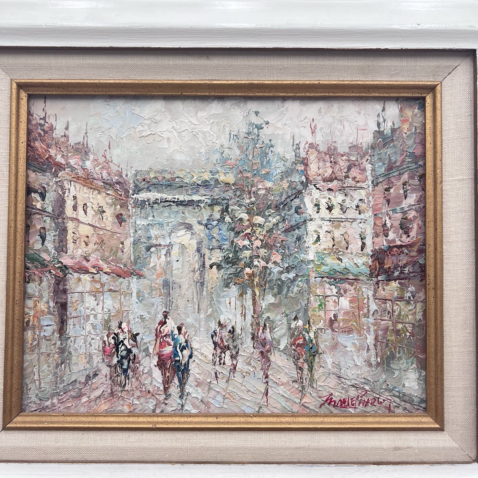 ORIGINAL 70s MARIE CHARLOT Framed Impasto Oil Painting Paris Street Scene Signed