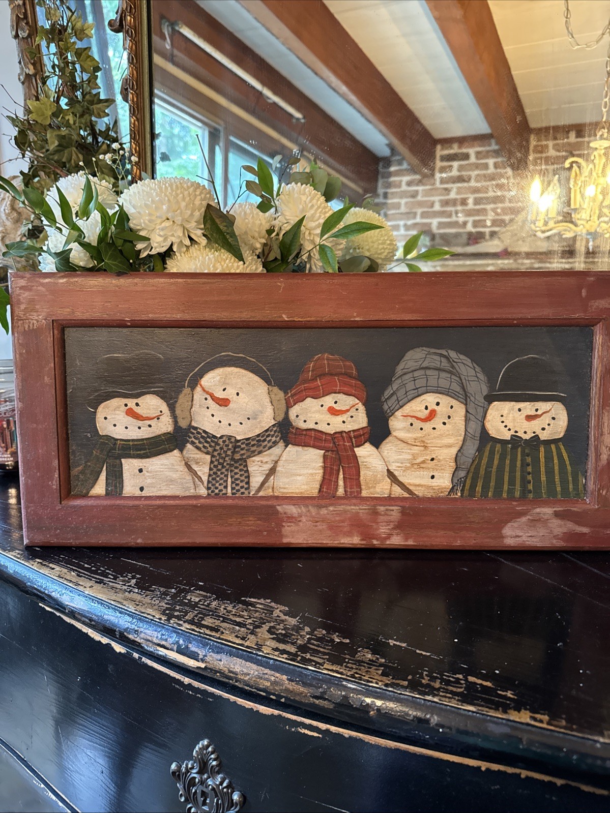 Snowman Window Art Wooden
