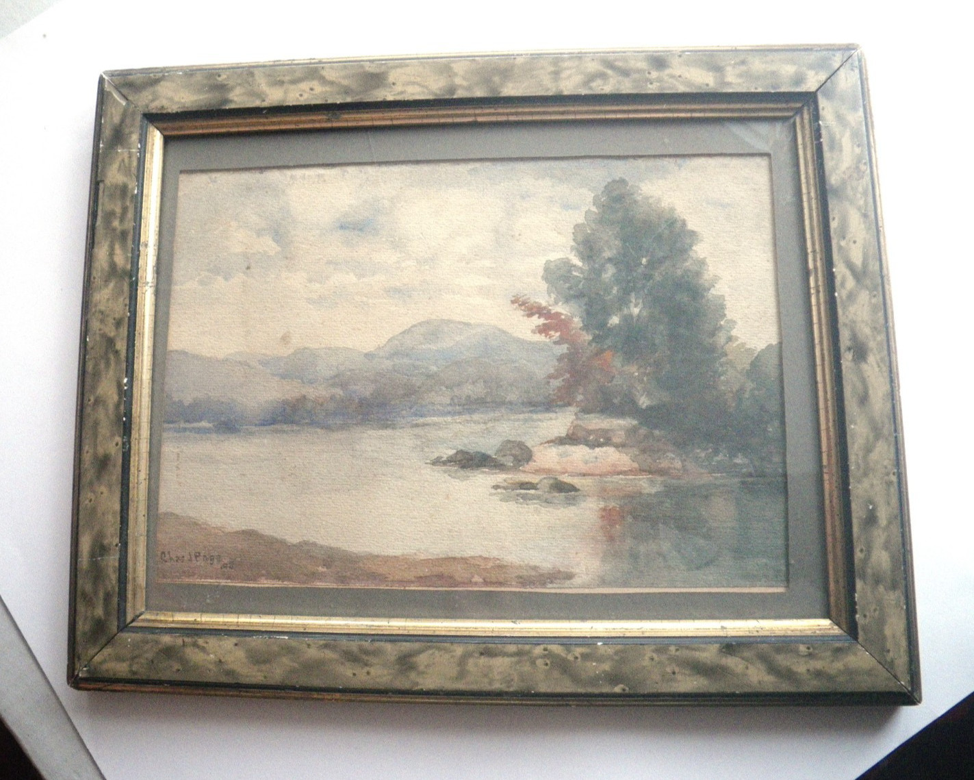 Charles Jewett Page (1837-1916) Boston Mass Landscape Watercolor Painting Framed
